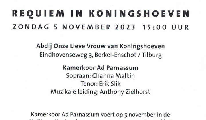 5 november 2023: Requiem Ad Parnassum in abdijkerk