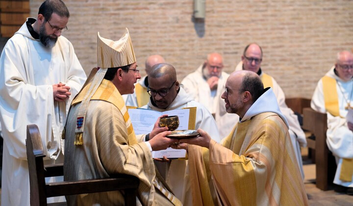 Priesterwijding broeder Christiaan Keller  in de Abdij van Westvleteren (B.)